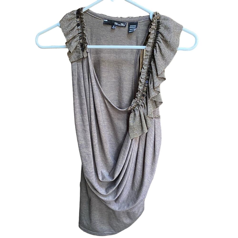 Miss Me gorgeous ruffle beaded top M